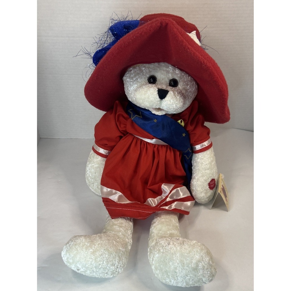 Vintage Chantilly Lane Patriotic Bear Betsy Sings God Bless America Tested Read
